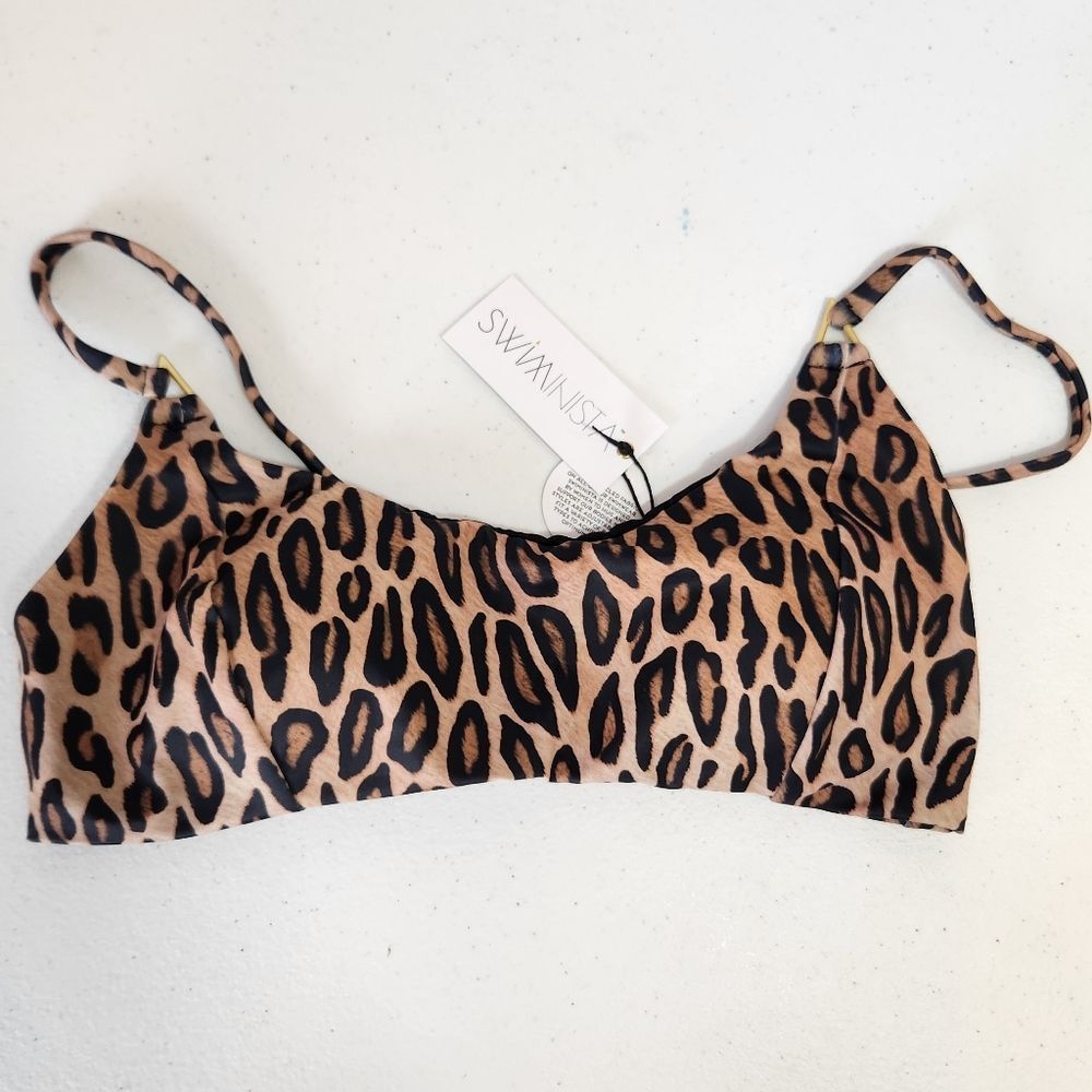 Swiminista leopard play bikini top size small S hook closure adjustable straps